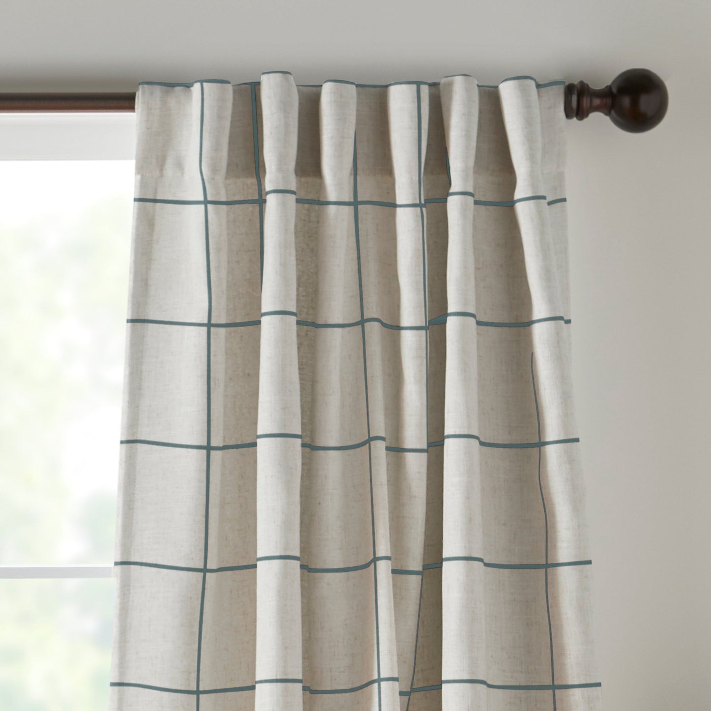 Panel de cortina opaca para ventana Brighton Windowpane a cuadros