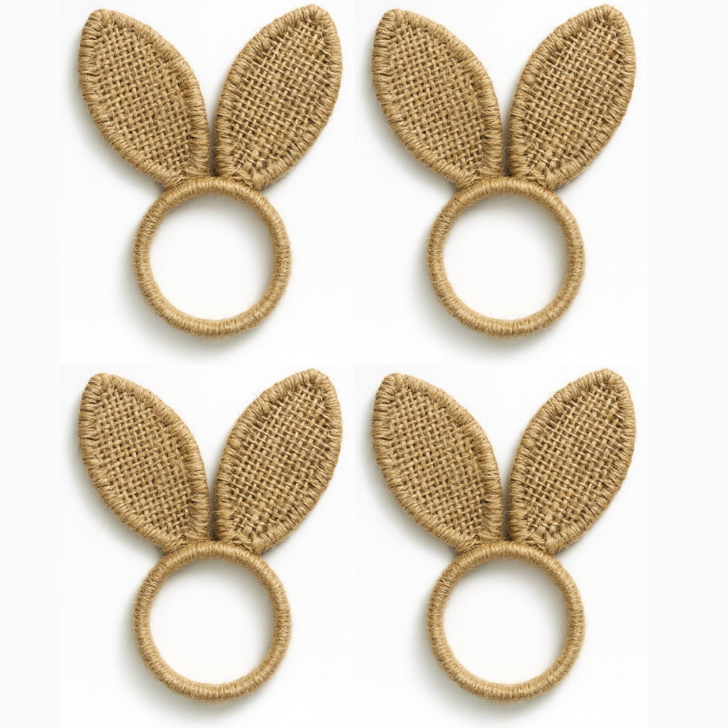 Burlap Bunny Ear Napkin Rings, Set of 4
