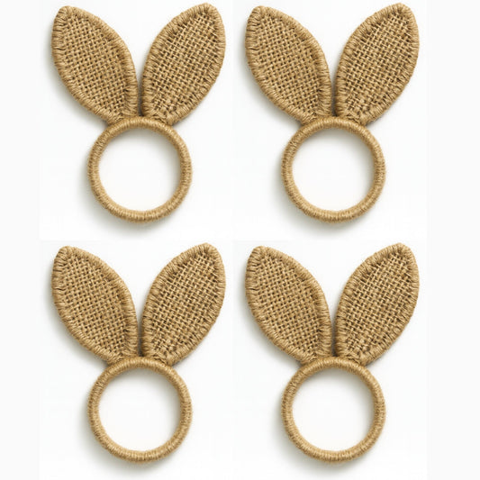Burlap Bunny Ear Napkin Rings, Set of 4