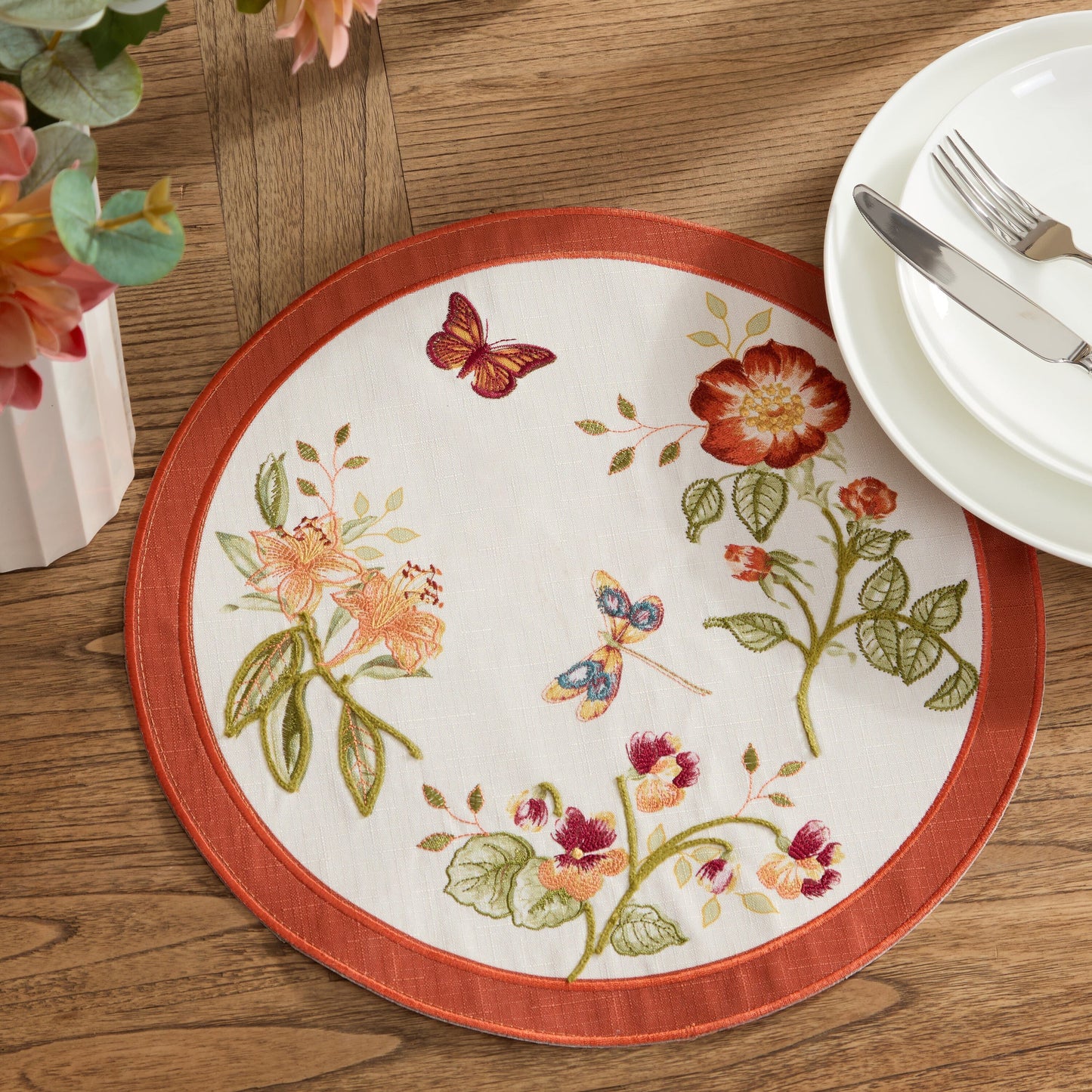 Lenox Butterfly Meadow Fall Embroidered Placemats, Set of 4