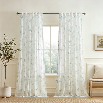 Lenox Butterfly Meadow Toile Printed Window Curtain