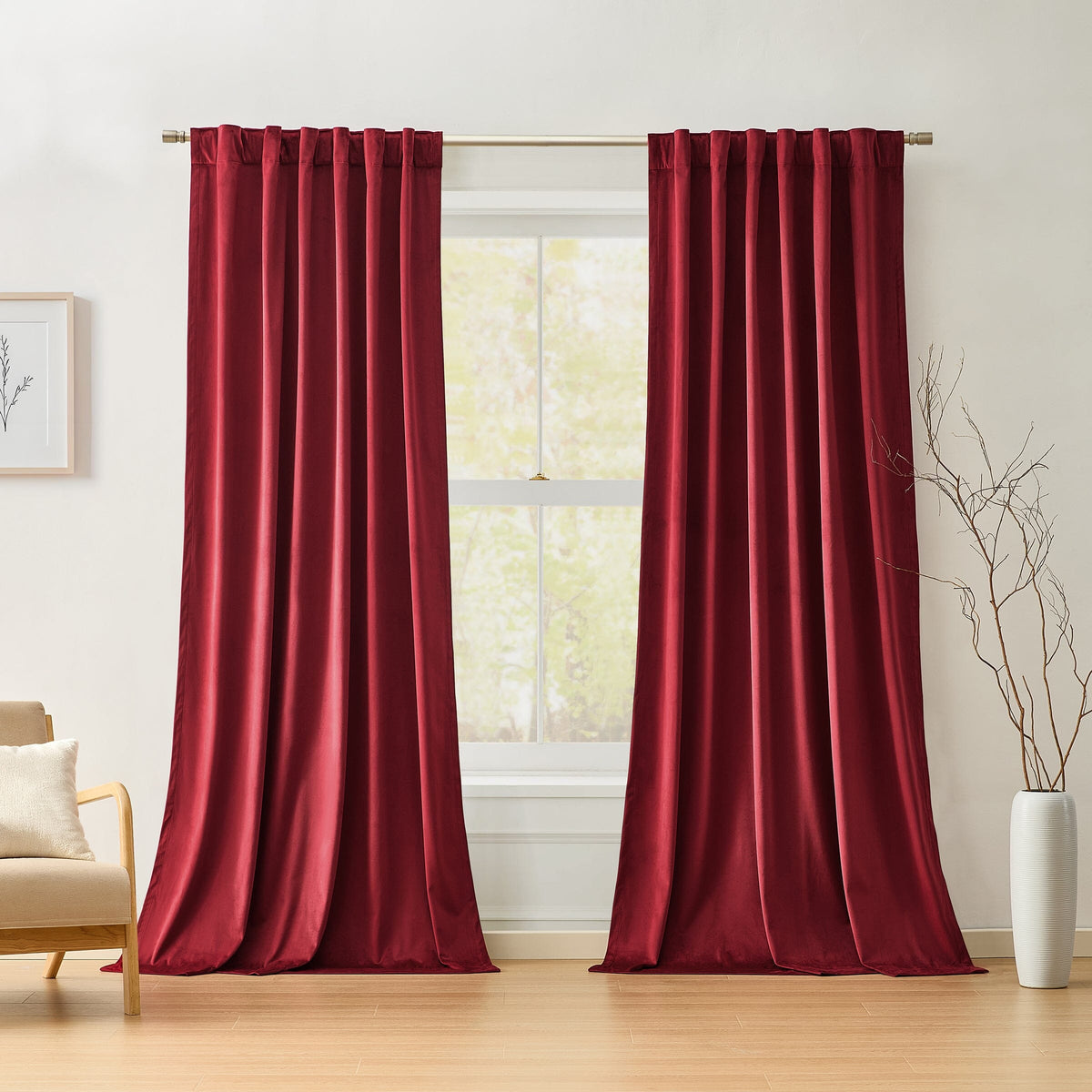 Camille Velvet Curtain Panel, Set of 2