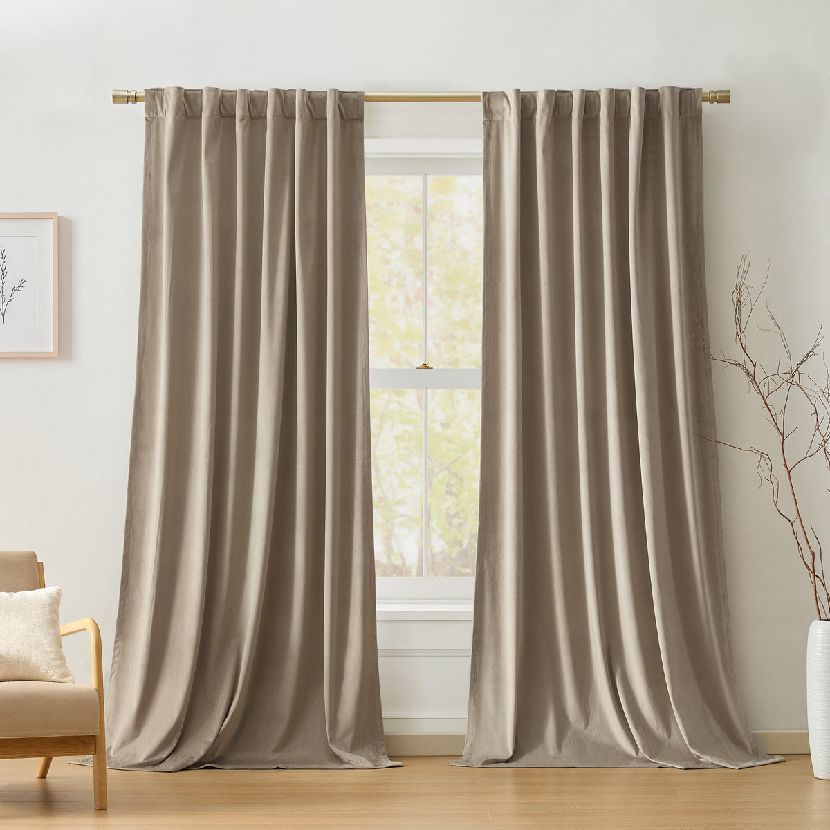 Camille Velvet Curtain Panel, Set of 2