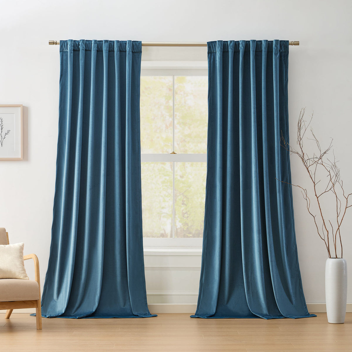 Camille Velvet Curtain Panel, Set of 2