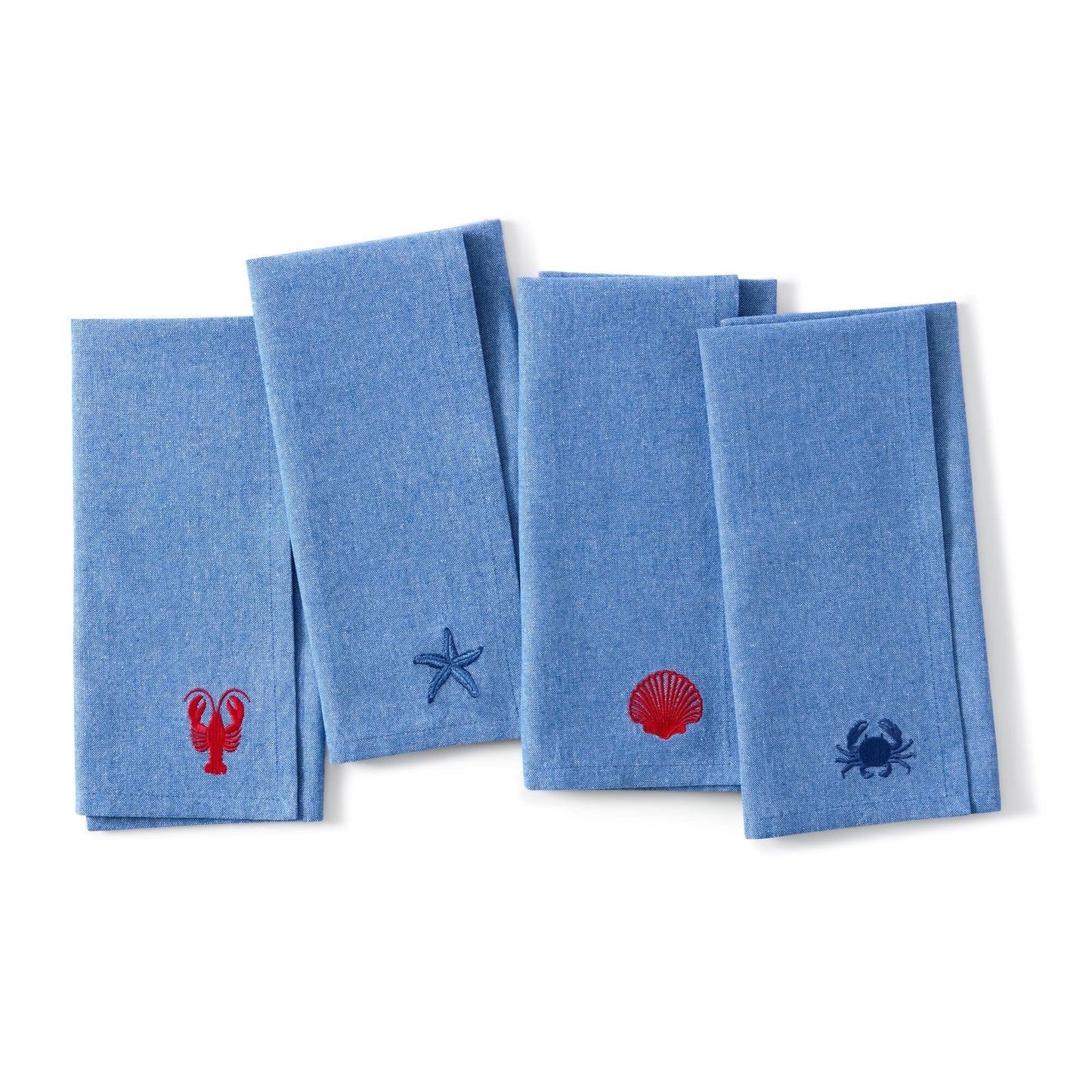Coastal Embroidered Napkins, Set of 4
