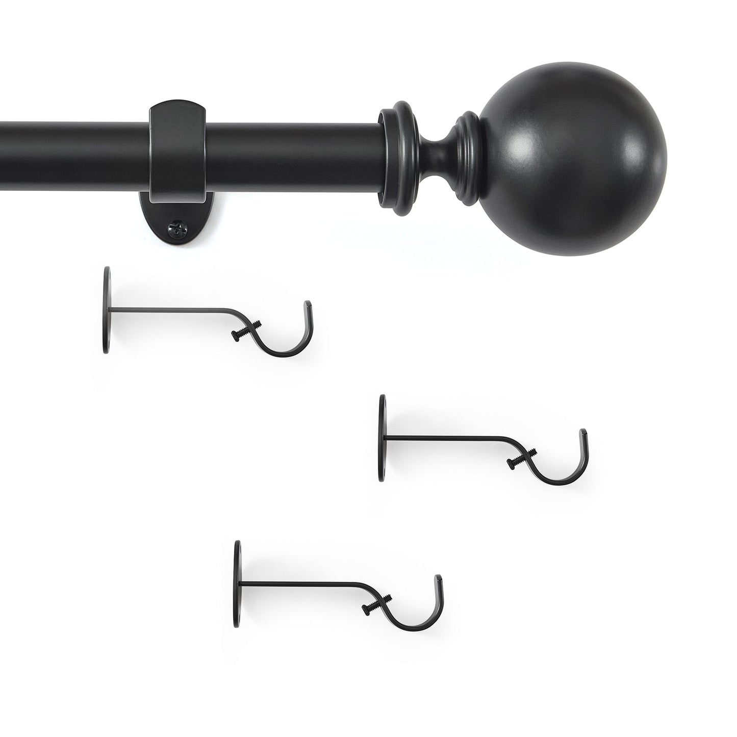 Cordelia 1" Window Drapery Single Curtain Rod with Globe Ball Finial