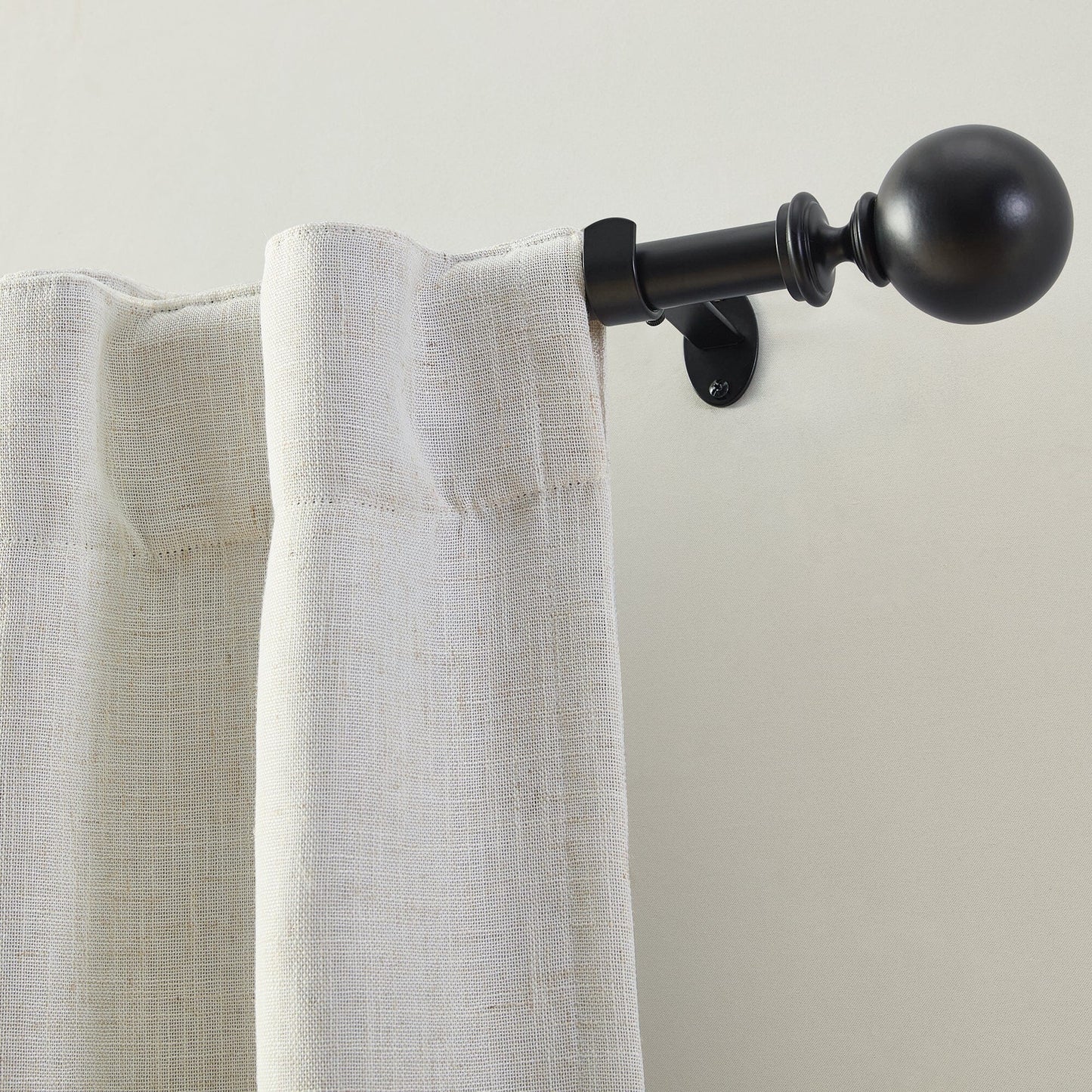 Cordelia 1" Window Drapery Single Curtain Rod with Globe Ball Finial