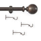 Cordelia 1" Window Drapery Single Curtain Rod with Globe Ball Finial