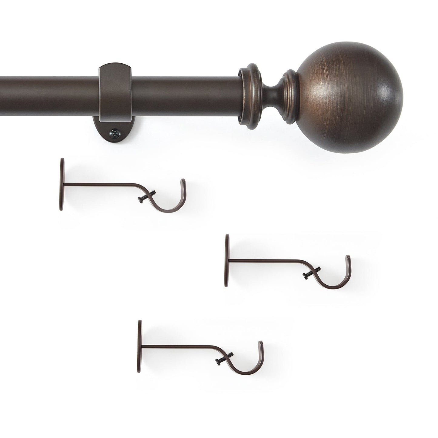 Cordelia 1" Window Drapery Single Curtain Rod with Globe Ball Finial