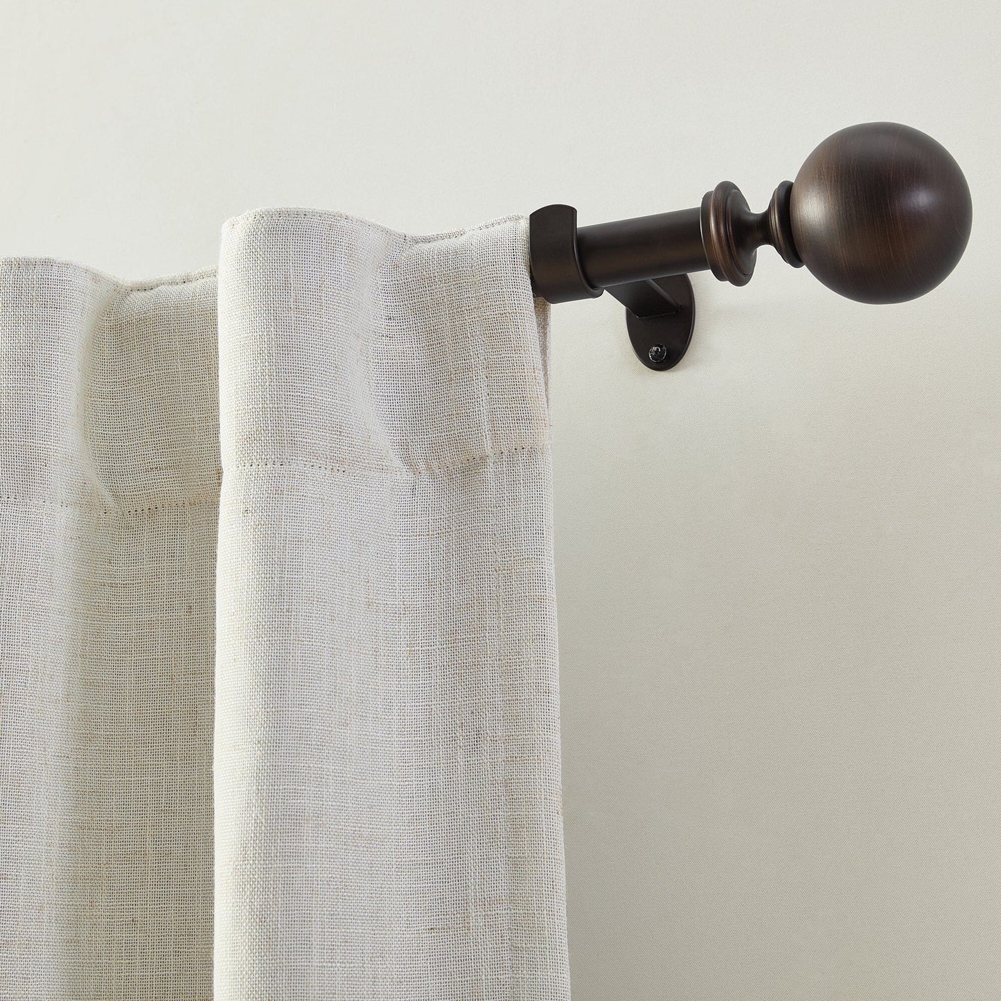 Cordelia 1" Window Drapery Single Curtain Rod with Globe Ball Finial