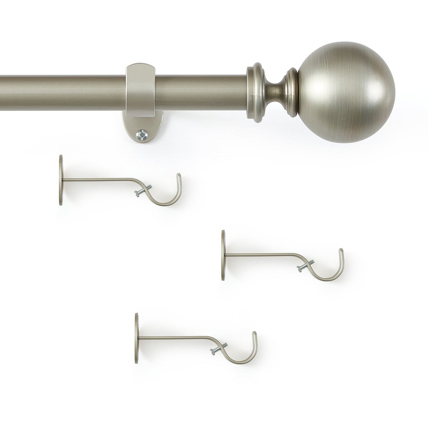 Cordelia 1" Window Drapery Single Curtain Rod with Globe Ball Finial