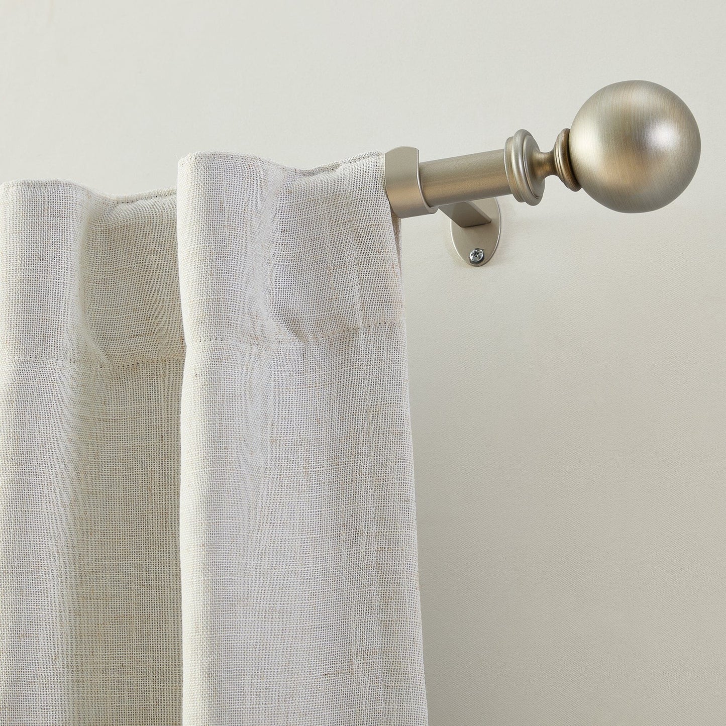 Cordelia 1" Window Drapery Single Curtain Rod with Globe Ball Finial