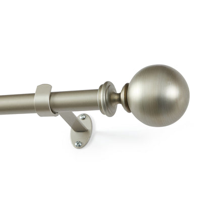 Cordelia 1" Window Drapery Single Curtain Rod with Globe Ball Finial