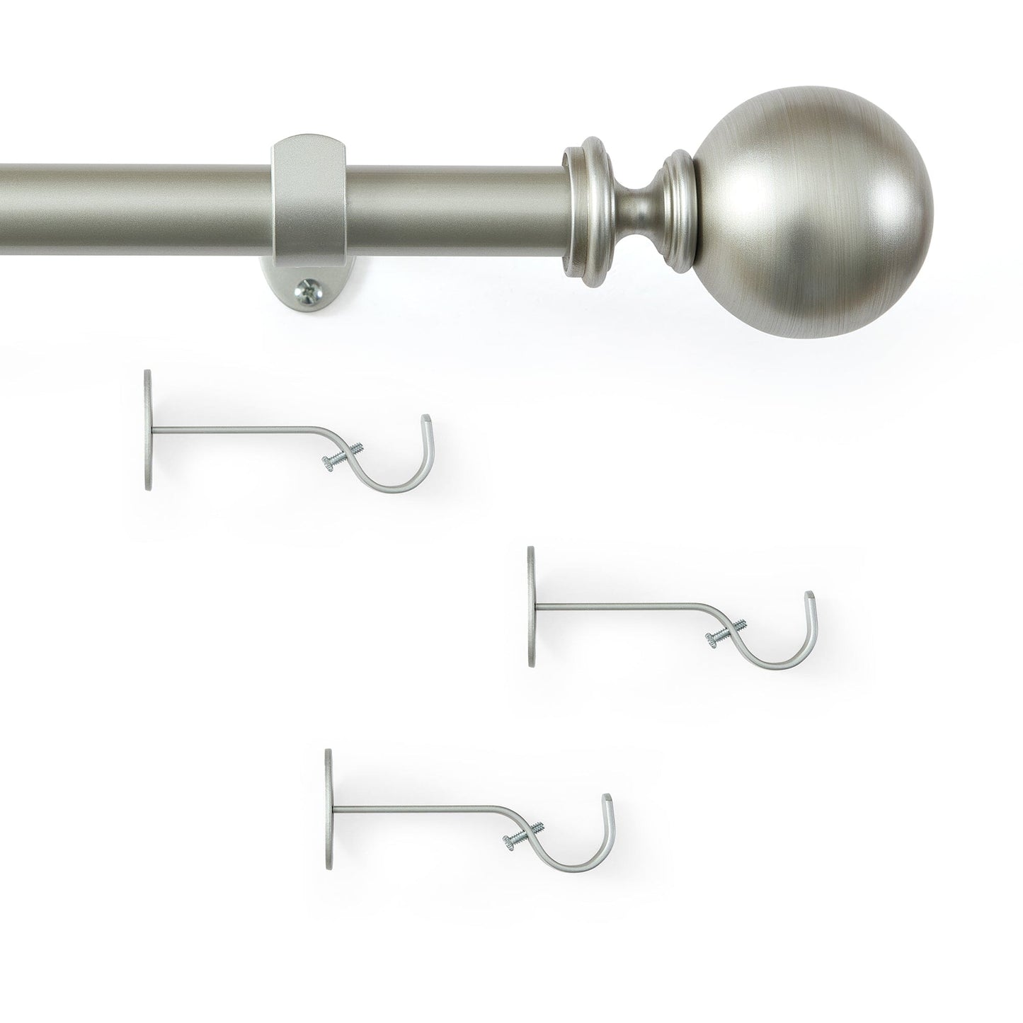 Cordelia 1" Window Drapery Single Curtain Rod with Globe Ball Finial