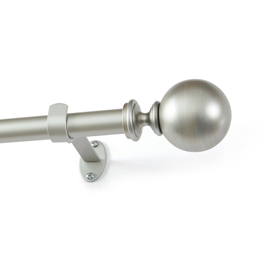 Cordelia 1" Window Drapery Single Curtain Rod with Globe Ball Finial