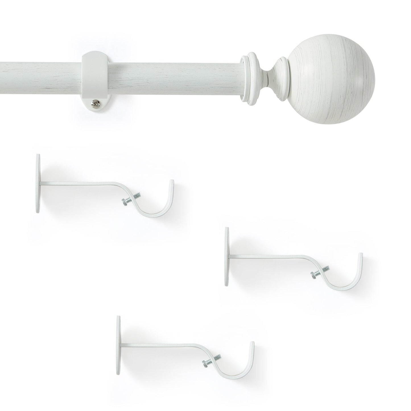 Cordelia 1" Window Drapery Single Curtain Rod with Globe Ball Finial