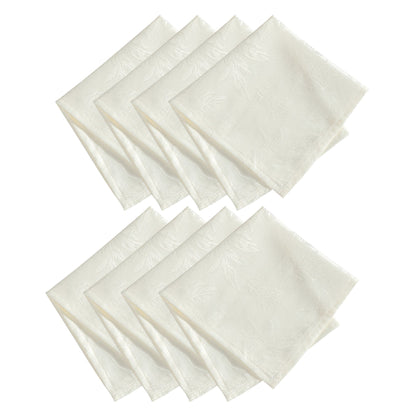 Elegant Woven Leaves Jacquard Damask Napkin, Set of 8