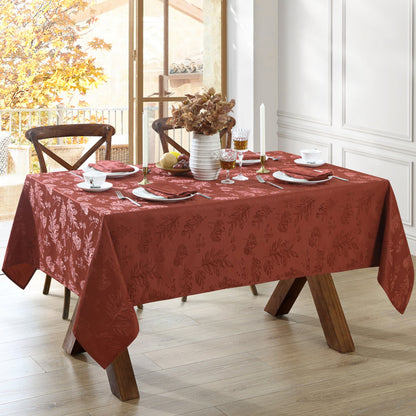 Elegant Woven Leaves Jacquard Damask Tablecloth