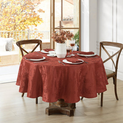Elegant Woven Leaves Jacquard Damask Tablecloth