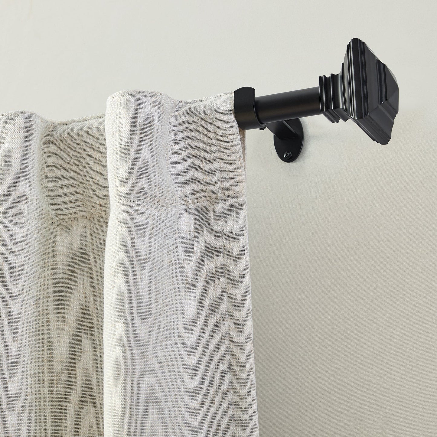 Florence 1" Window Drapery Single Curtain Rod with Stacked Square Finial