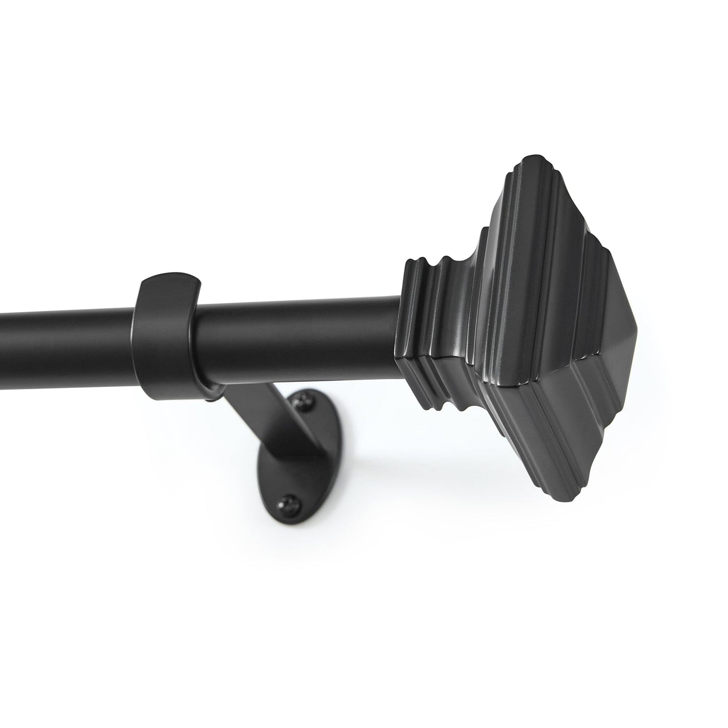 Florence 1" Window Drapery Single Curtain Rod with Stacked Square Finial