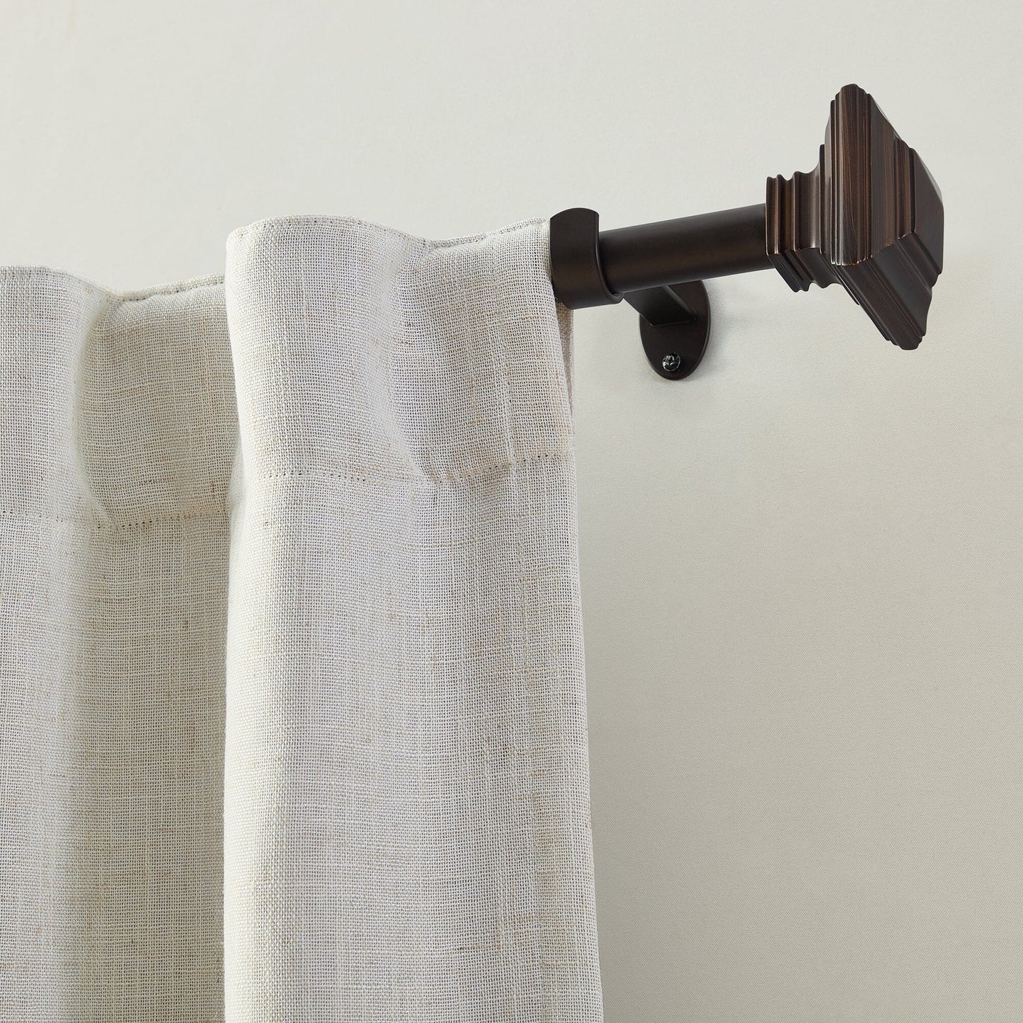 Florence 1" Window Drapery Single Curtain Rod with Stacked Square Finial