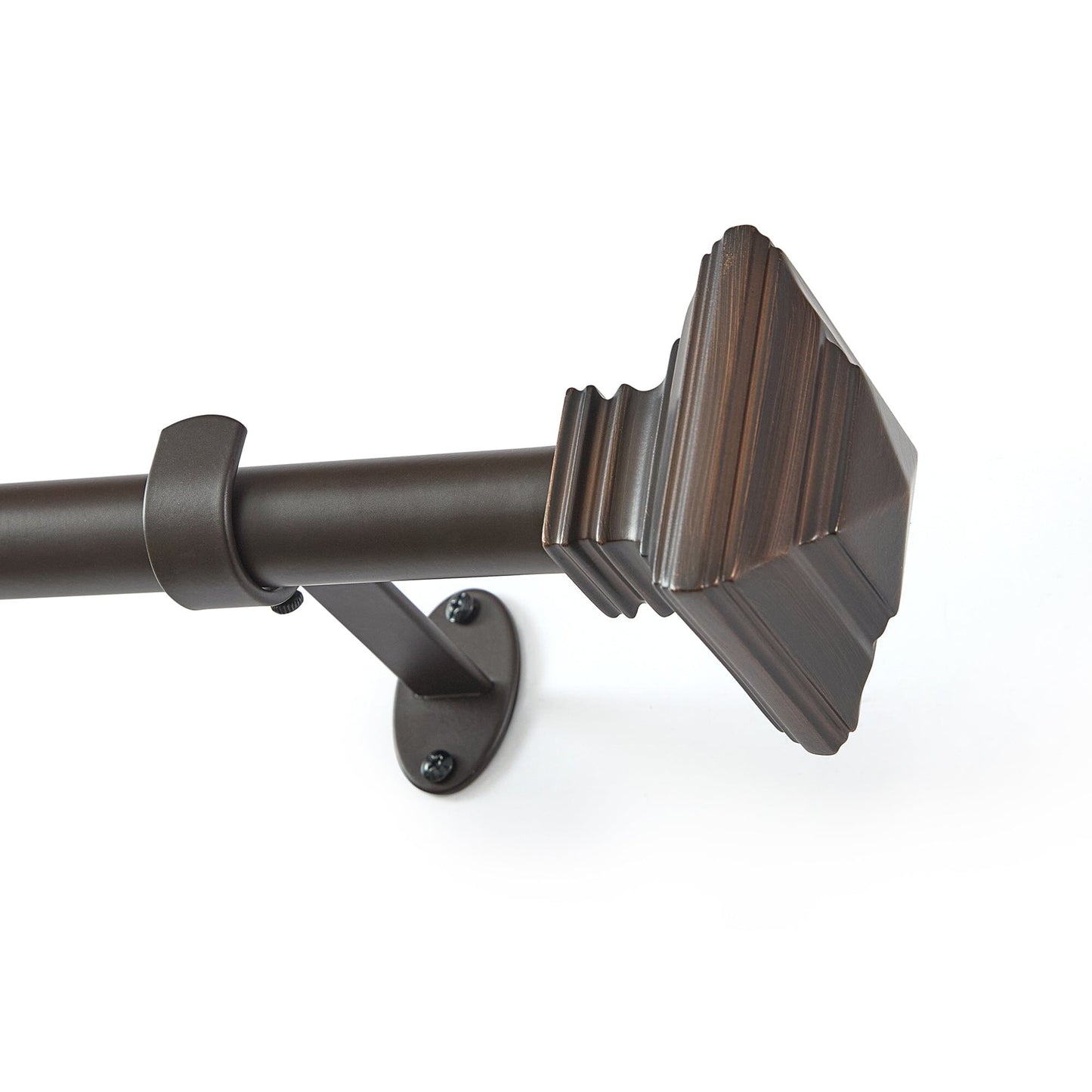 Florence 1" Window Drapery Single Curtain Rod with Stacked Square Finial