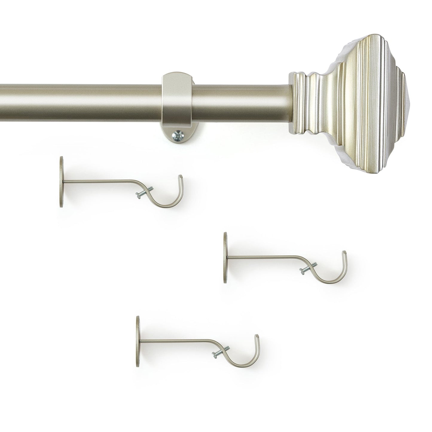 Florence 1" Window Drapery Single Curtain Rod with Stacked Square Finial