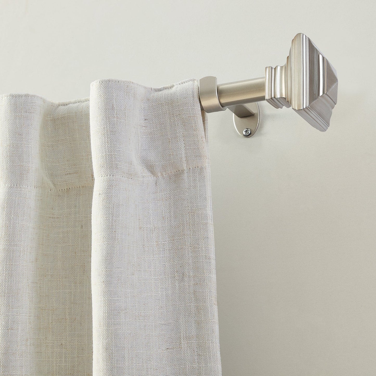 Florence 1" Window Drapery Single Curtain Rod with Stacked Square Finial