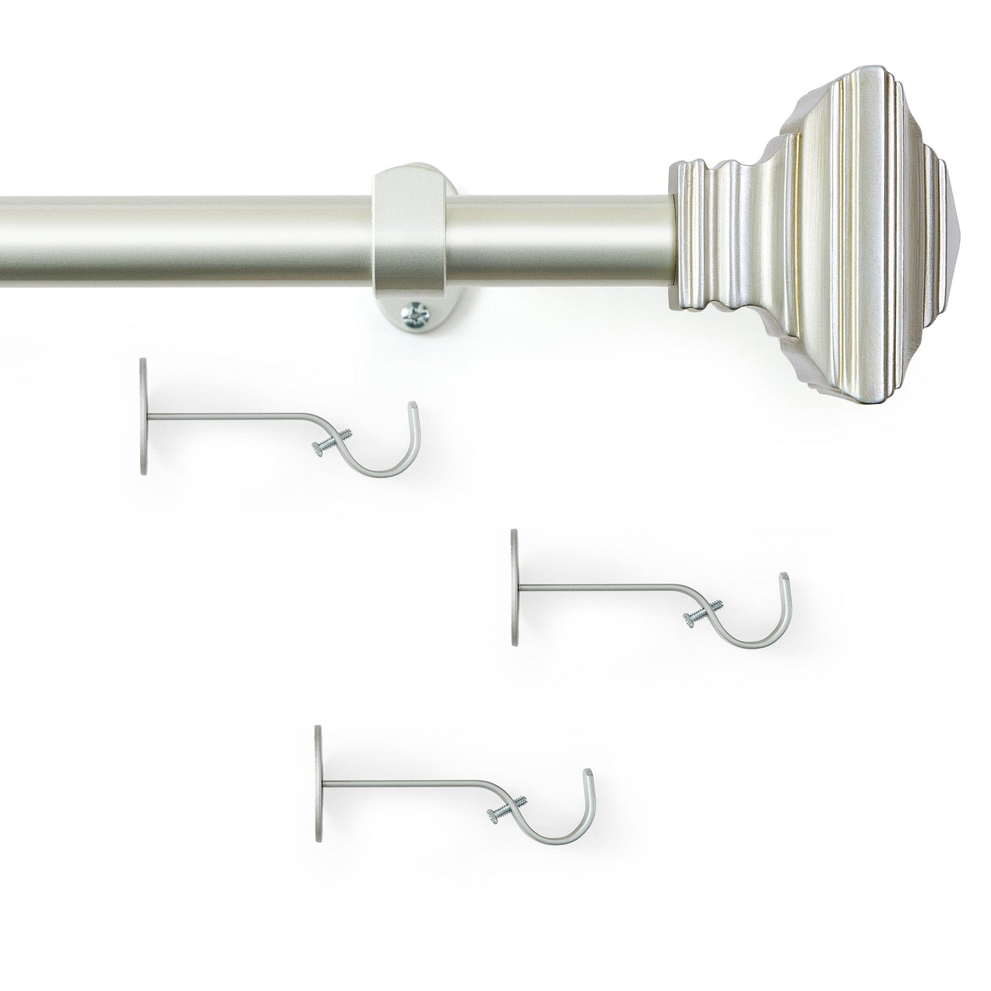 Florence 1" Window Drapery Single Curtain Rod with Stacked Square Finial