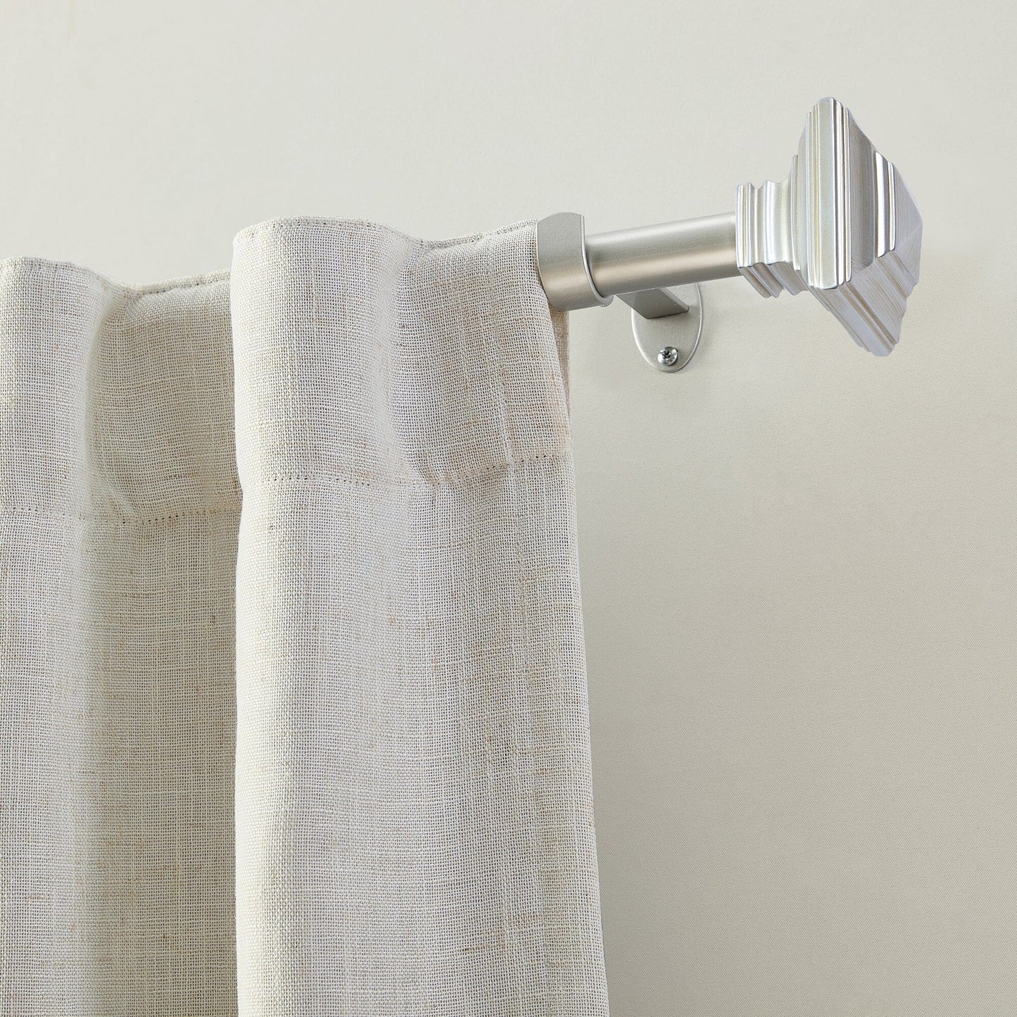 Florence 1" Window Drapery Single Curtain Rod with Stacked Square Finial