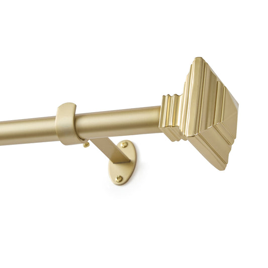 Florence 1" Window Drapery Single Curtain Rod with Stacked Square Finial