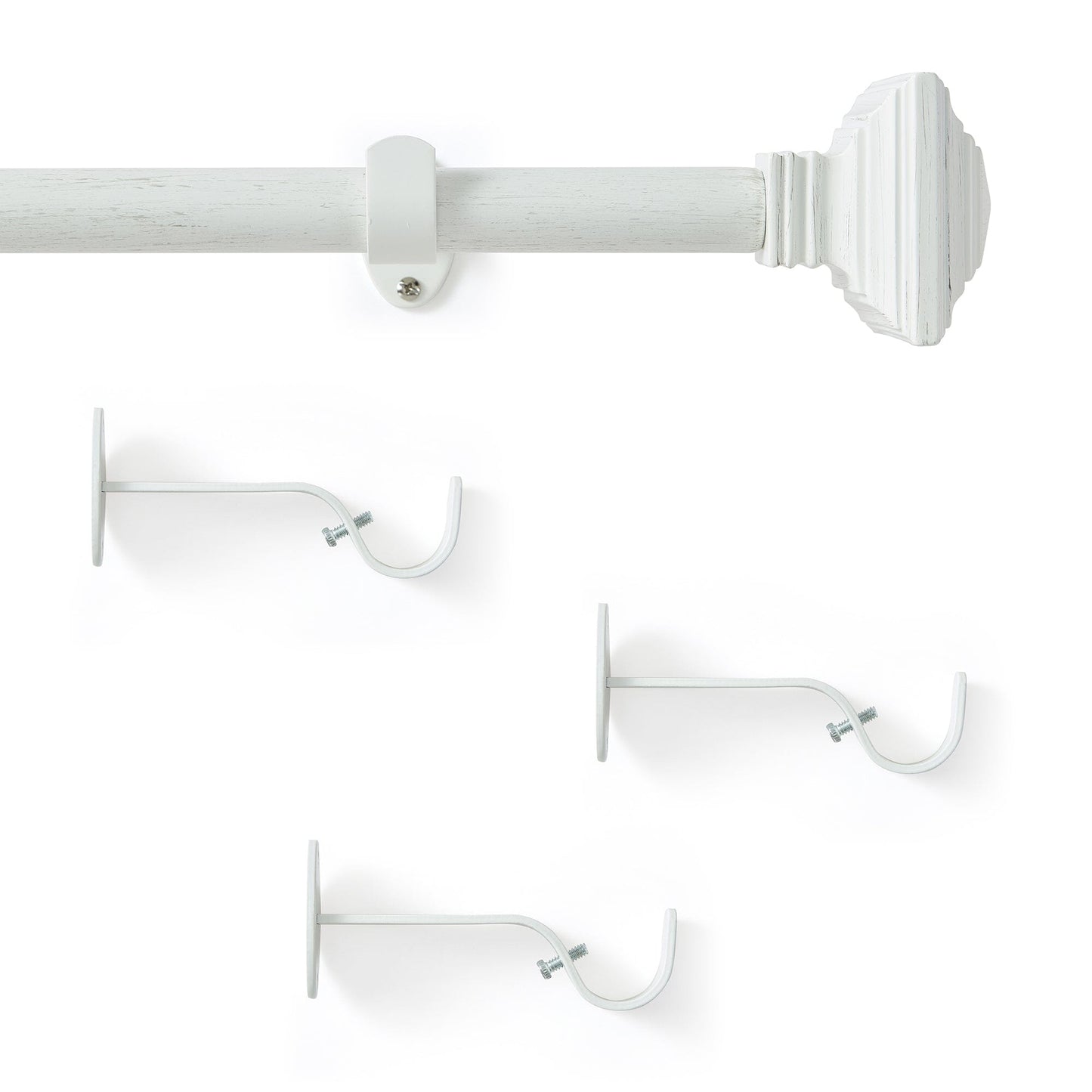 Florence 1" Window Drapery Single Curtain Rod with Stacked Square Finial