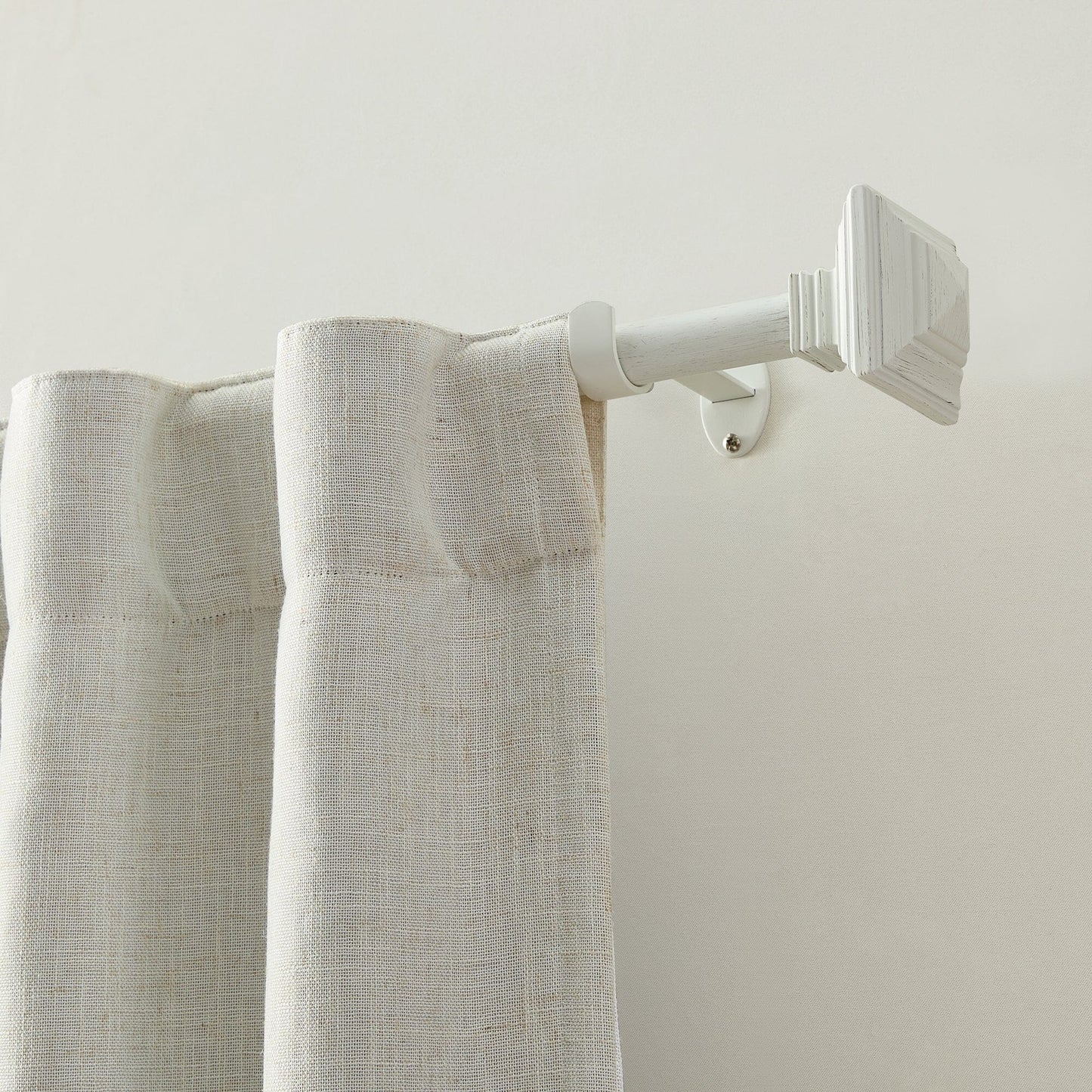 Florence 1" Window Drapery Single Curtain Rod with Stacked Square Finial