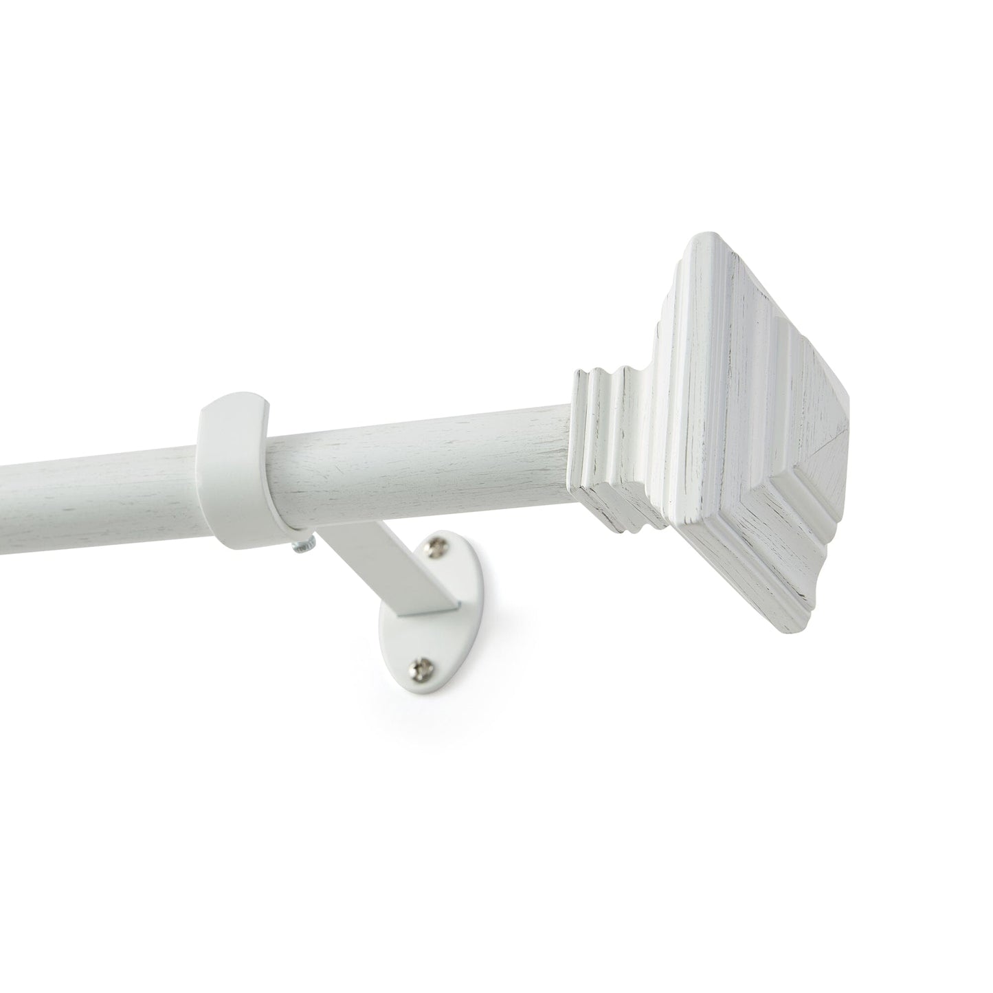 Florence 1" Window Drapery Single Curtain Rod with Stacked Square Finial