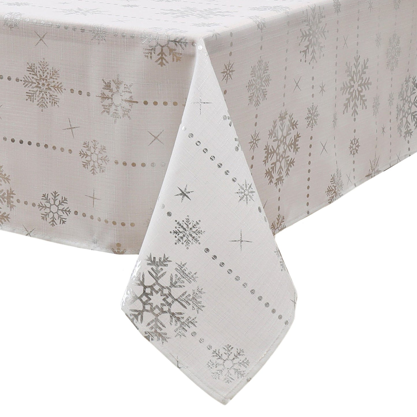 Foil Wonderland Snowflake Holiday Fabric Tablecloth