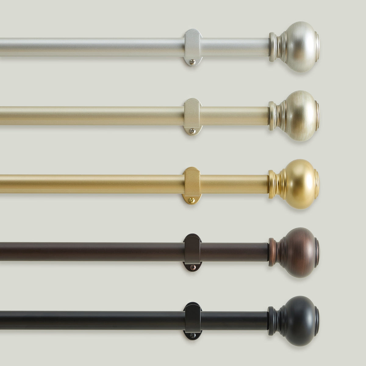 Greenwich 1” Single Curtain Rod with Spherical Ball Finial