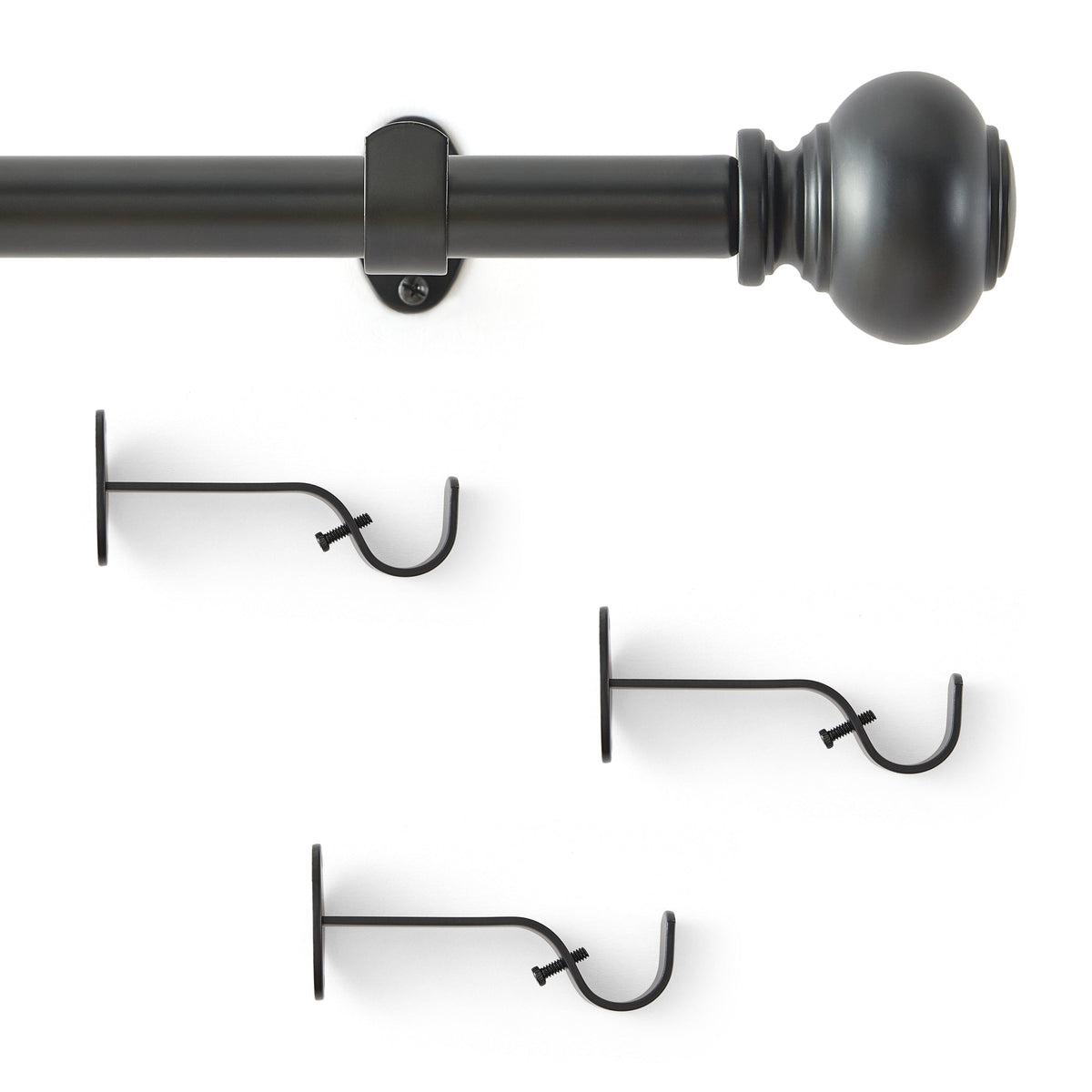 Greenwich 1” Single Curtain Rod with Spherical Ball Finial