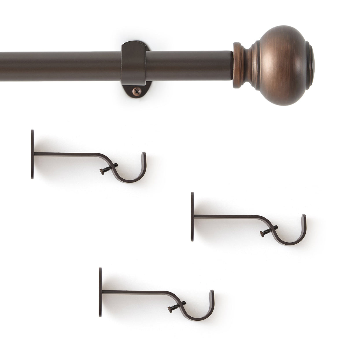 Greenwich 1” Single Curtain Rod with Spherical Ball Finial