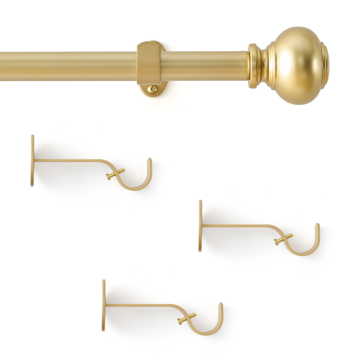 Greenwich 1” Single Curtain Rod with Spherical Ball Finial
