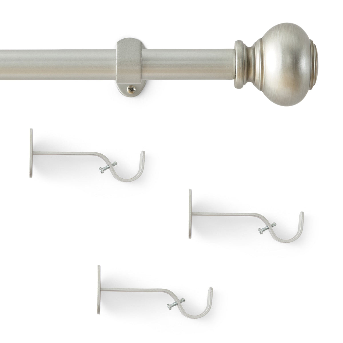 Greenwich 1” Single Curtain Rod with Spherical Ball Finial