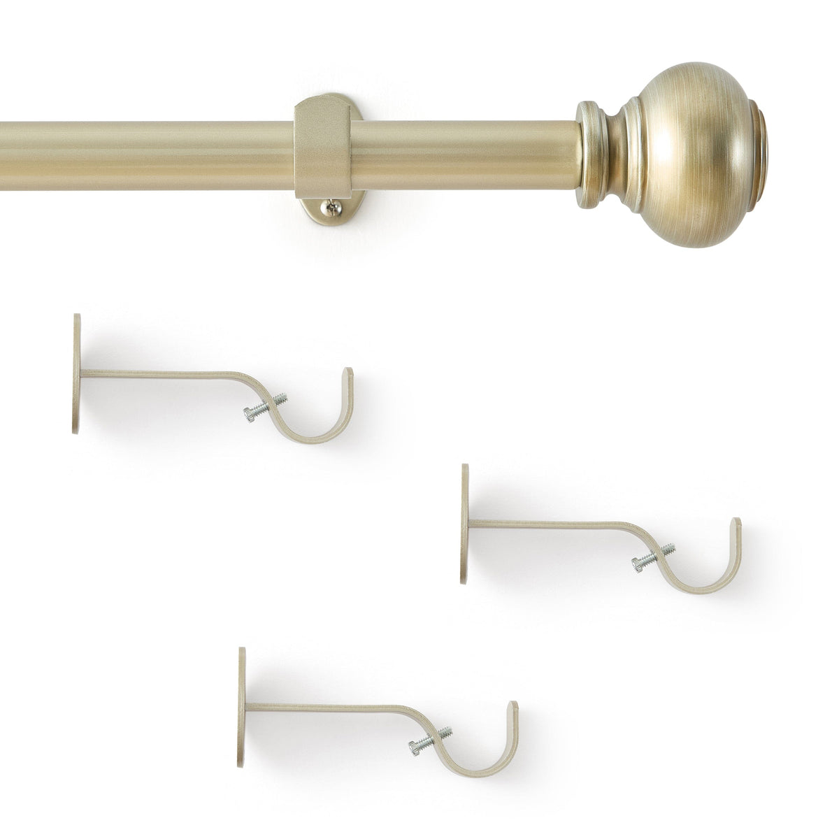 Greenwich 1” Single Curtain Rod with Spherical Ball Finial