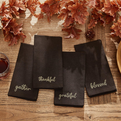 Servilletas bordadas Harvest Sentiment, juego de 4