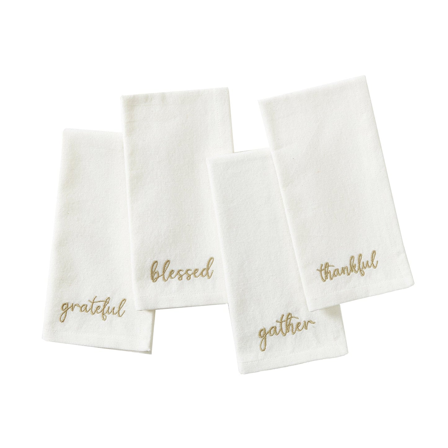 Servilletas bordadas Harvest Sentiment, juego de 4