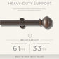 Lenox Manor 1” Single Curtain Rod with Rounded Globe Finial Design