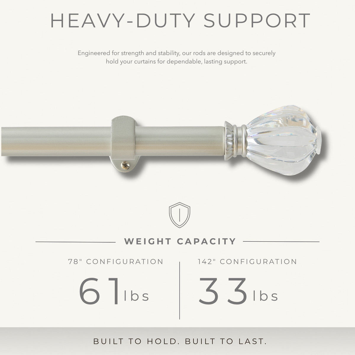 Lenox Milano 1” Single Curtain Rod with Crystal Teardrop Finial Design