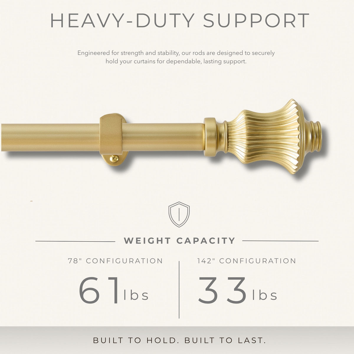 Lenox Palazzo 1” Single Curtain Rod with Fluted Bell Shaped Finial Design
