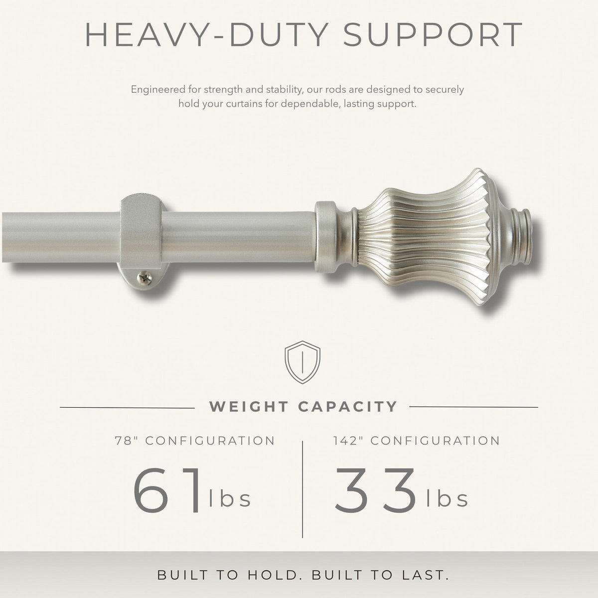 Lenox Palazzo 1” Single Curtain Rod with Fluted Bell Shaped Finial Design