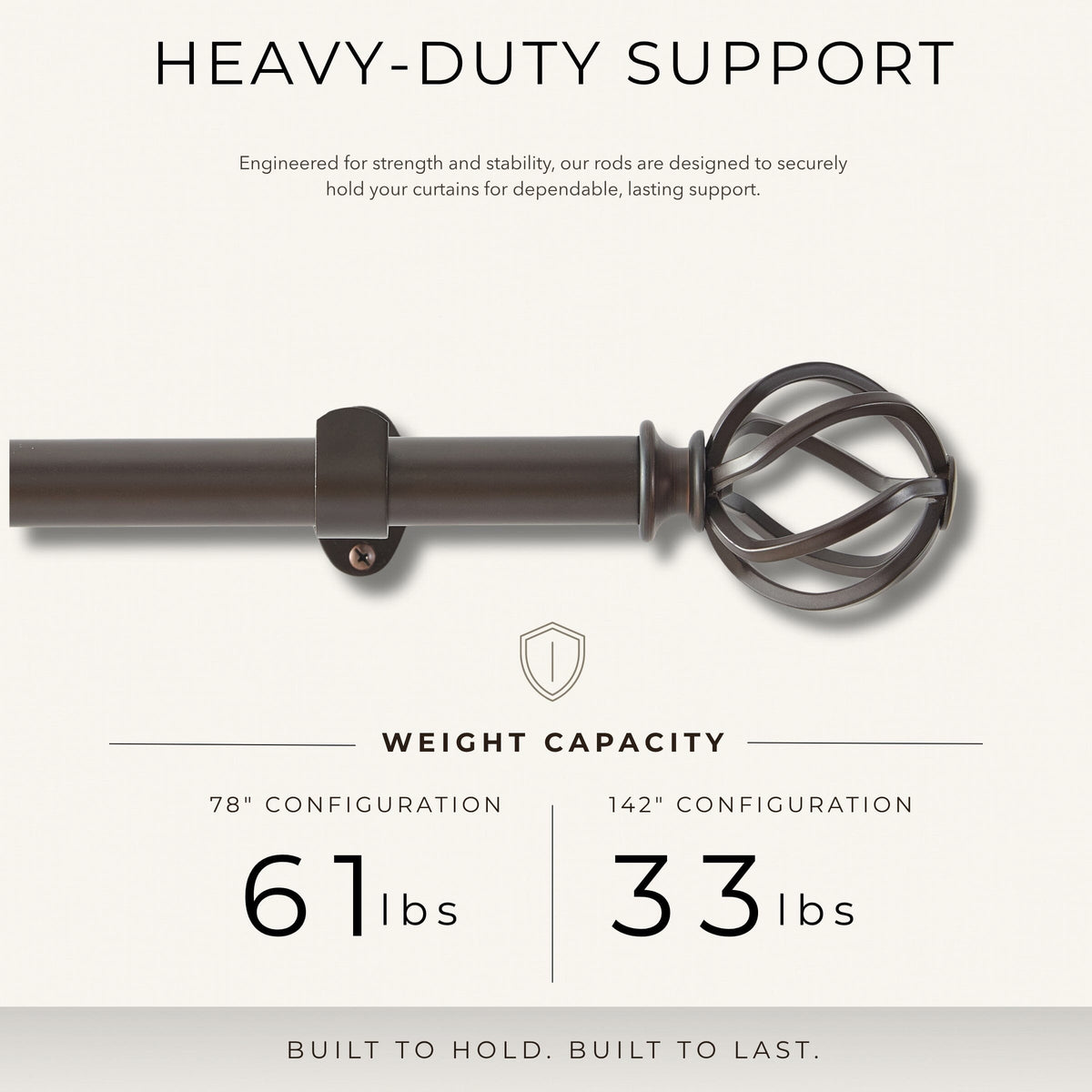 Walker 1” Single Curtain Rod with Cage Ball Finial