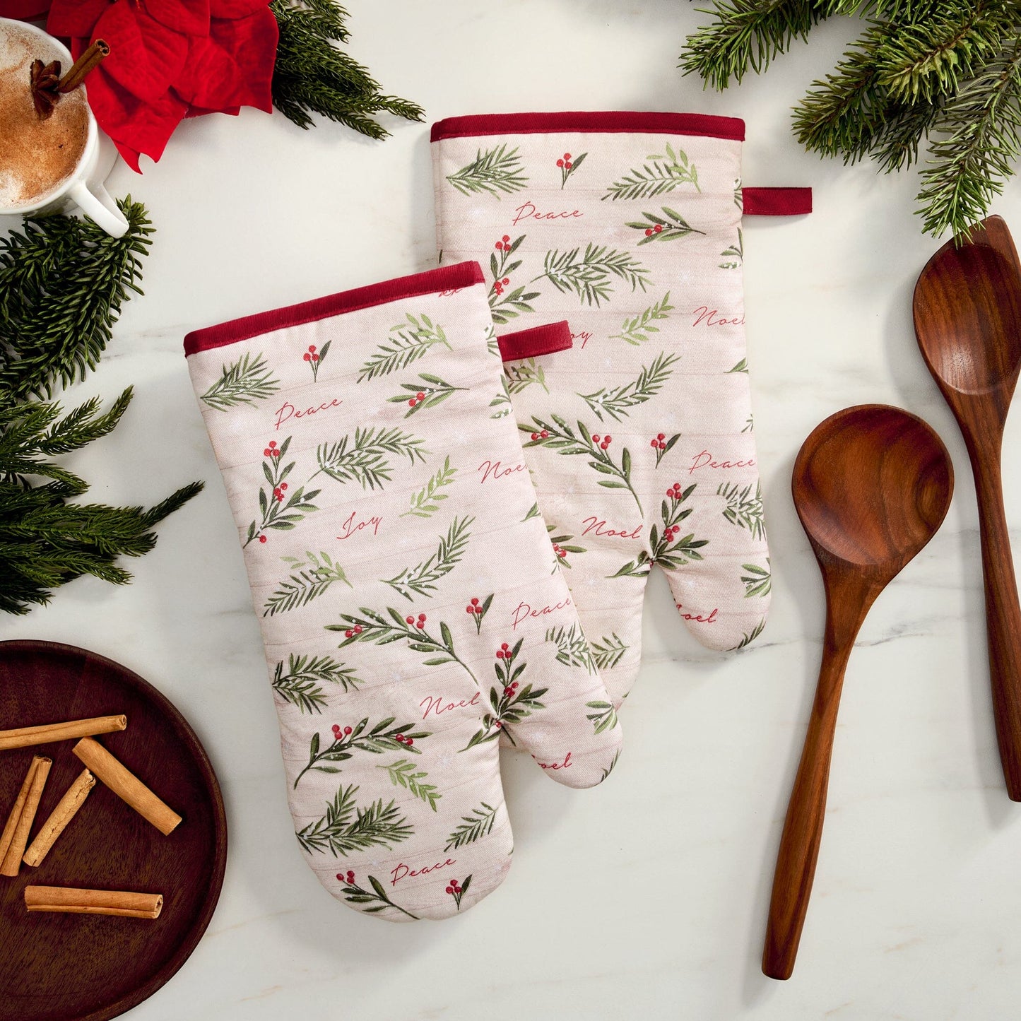 Holiday Tree Trimmings Oven Mitts, Set of 2